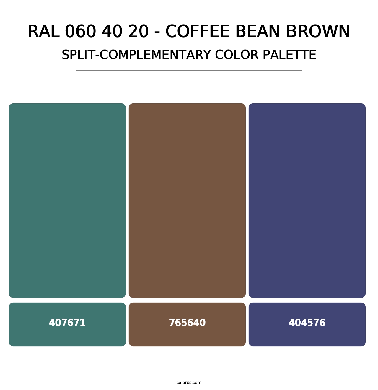 RAL 060 40 20 - Coffee Bean Brown - Split-Complementary Color Palette