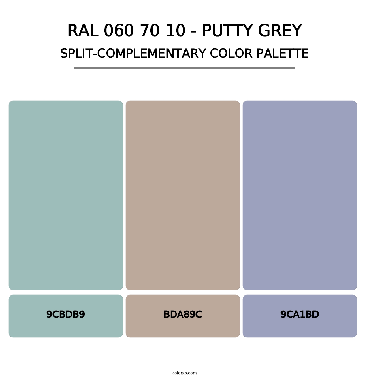 RAL 060 70 10 - Putty Grey - Split-Complementary Color Palette