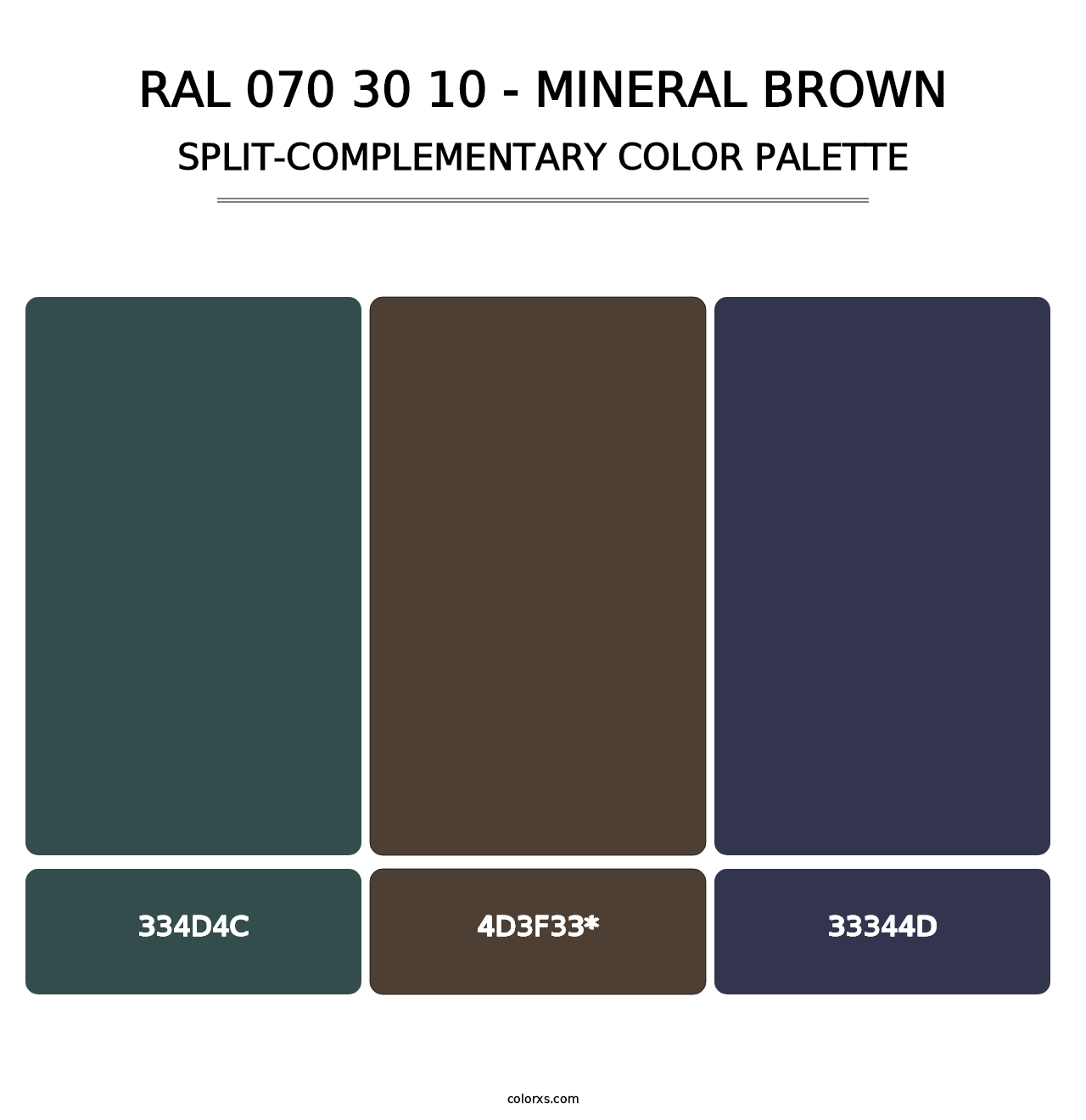 RAL 070 30 10 - Mineral Brown - Split-Complementary Color Palette