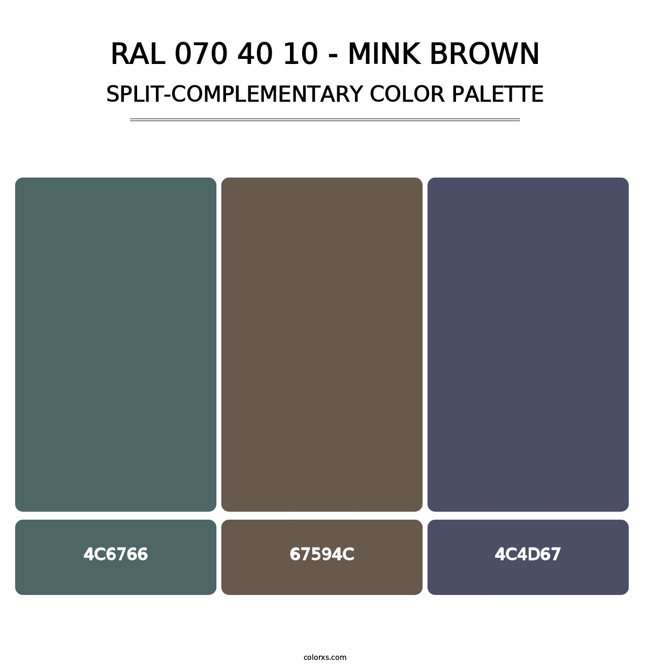 RAL 070 40 10 - Mink Brown - Split-Complementary Color Palette