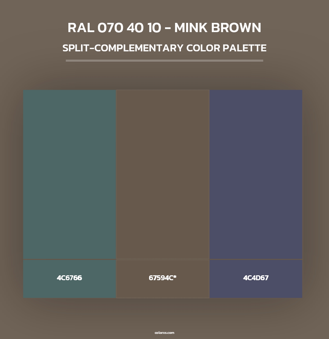 RAL 070 40 10 - Mink Brown - Split-Complementary Color Palette