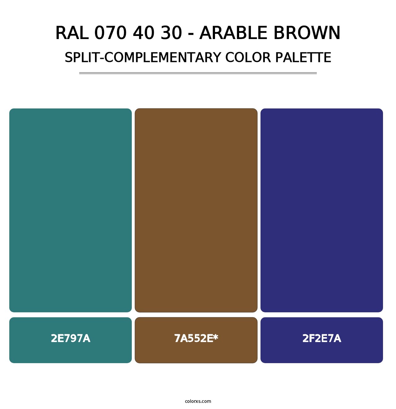 RAL 070 40 30 - Arable Brown - Split-Complementary Color Palette