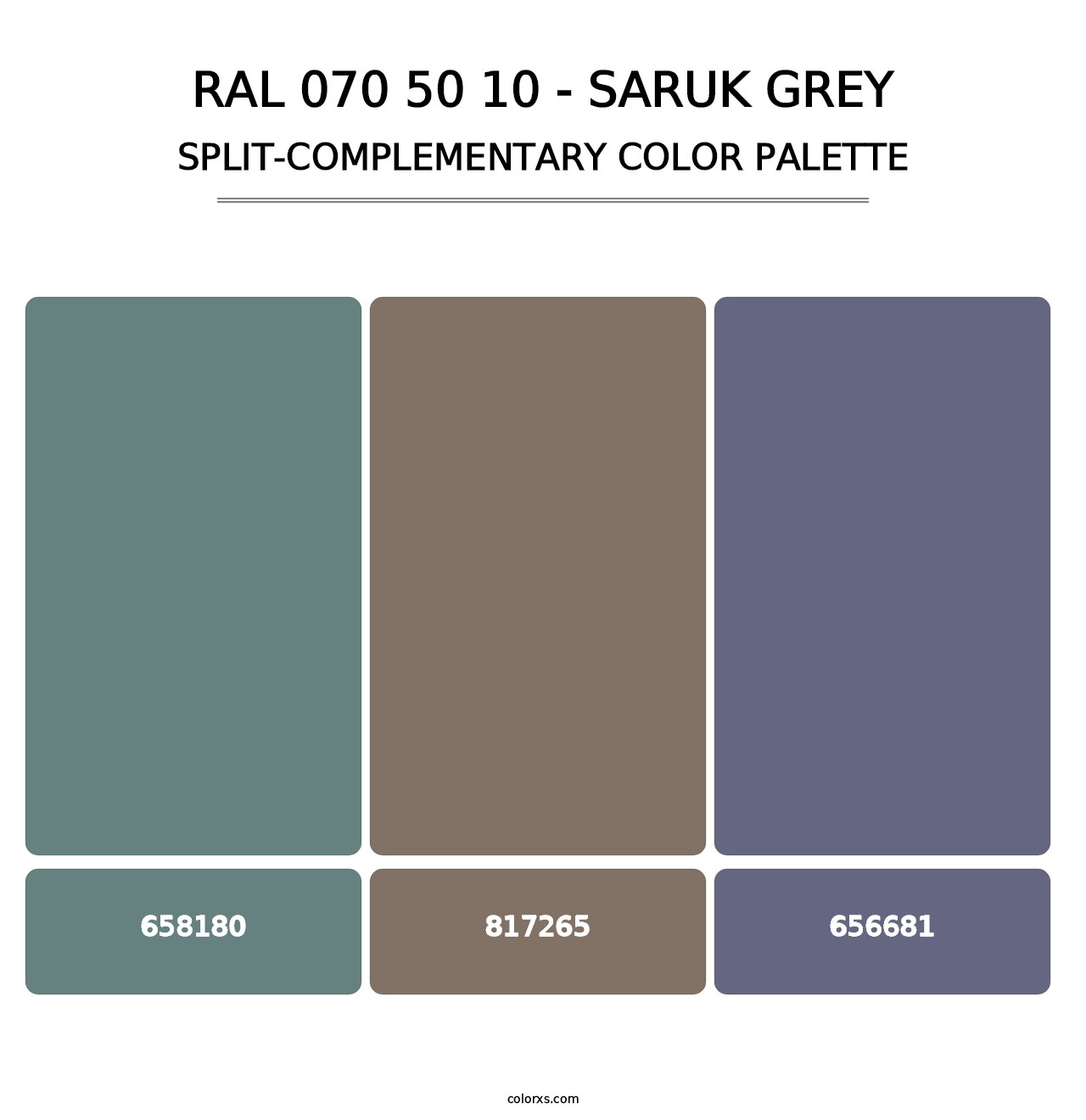 RAL 070 50 10 - Saruk Grey - Split-Complementary Color Palette