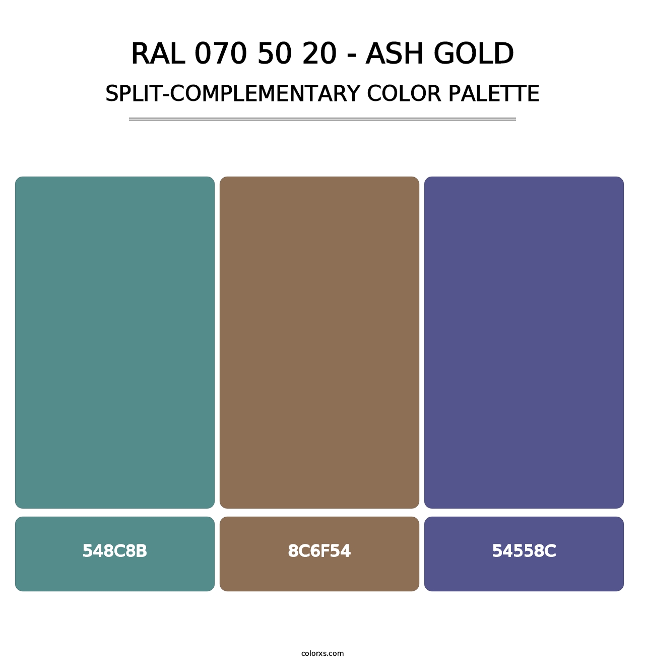 RAL 070 50 20 - Ash Gold - Split-Complementary Color Palette