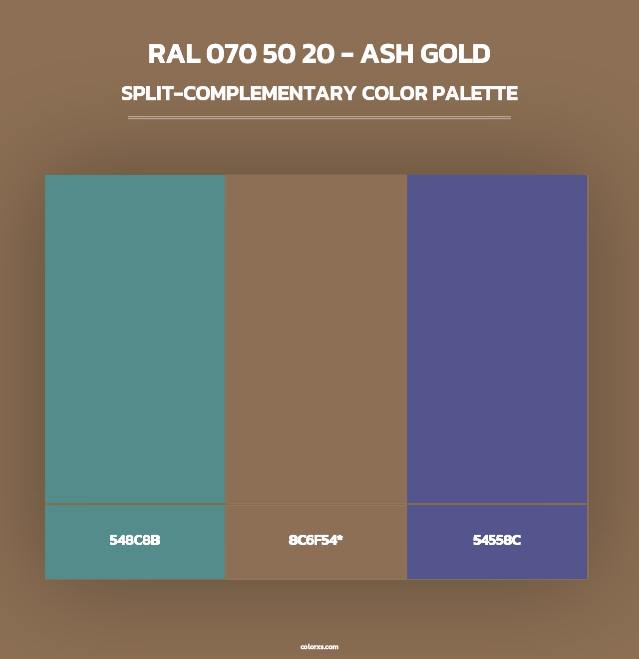 RAL 070 50 20 - Ash Gold - Split-Complementary Color Palette