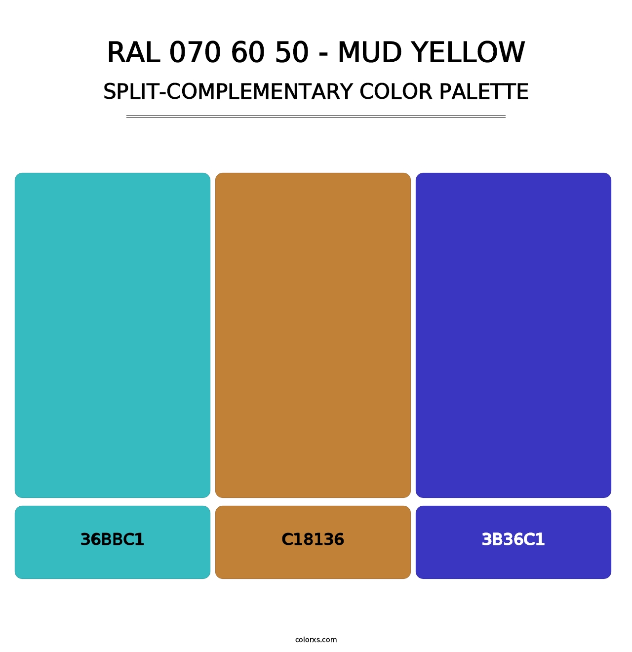 RAL 070 60 50 - Mud Yellow - Split-Complementary Color Palette