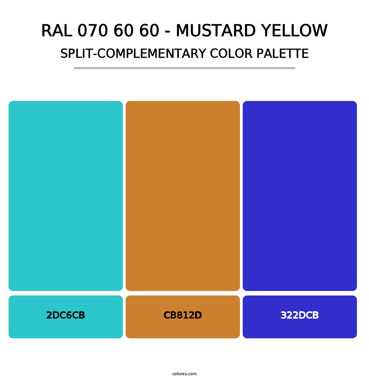 RAL 070 60 60 - Mustard Yellow - Split-Complementary Color Palette