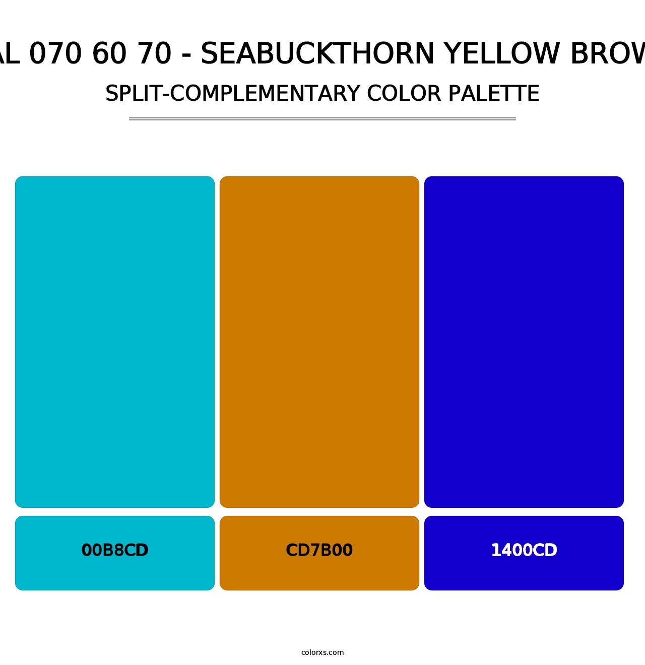 RAL 070 60 70 - Seabuckthorn Yellow Brown - Split-Complementary Color Palette