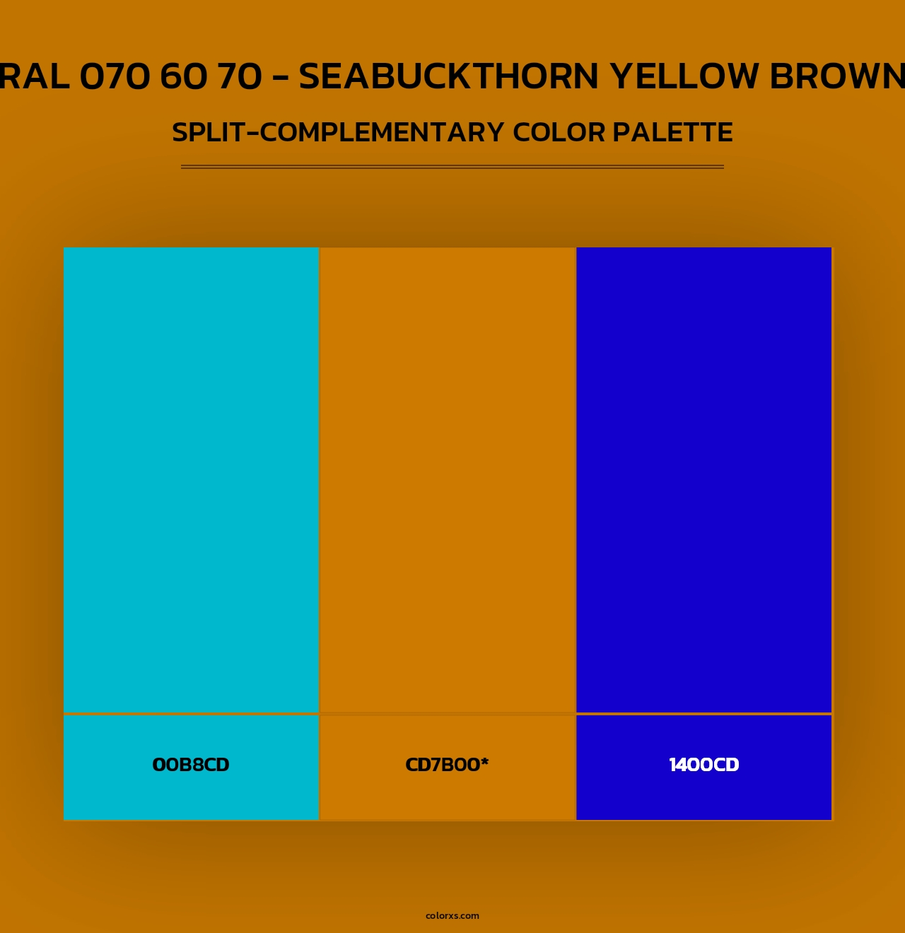 RAL 070 60 70 - Seabuckthorn Yellow Brown - Split-Complementary Color Palette