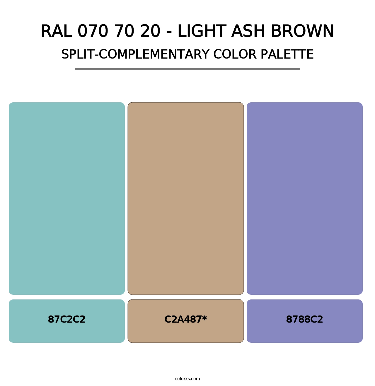 RAL 070 70 20 - Light Ash Brown - Split-Complementary Color Palette