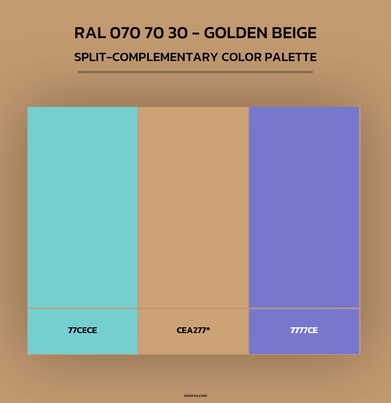 RAL 070 70 30 - Golden Beige - Split-Complementary Color Palette