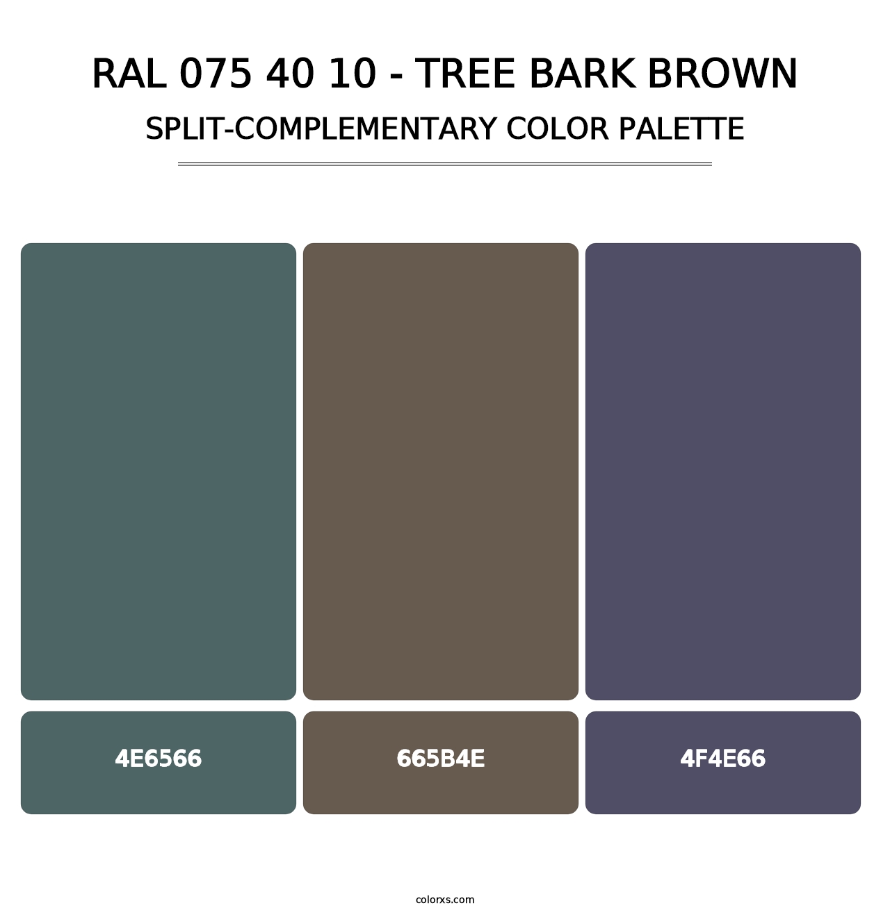 RAL 075 40 10 - Tree Bark Brown - Split-Complementary Color Palette