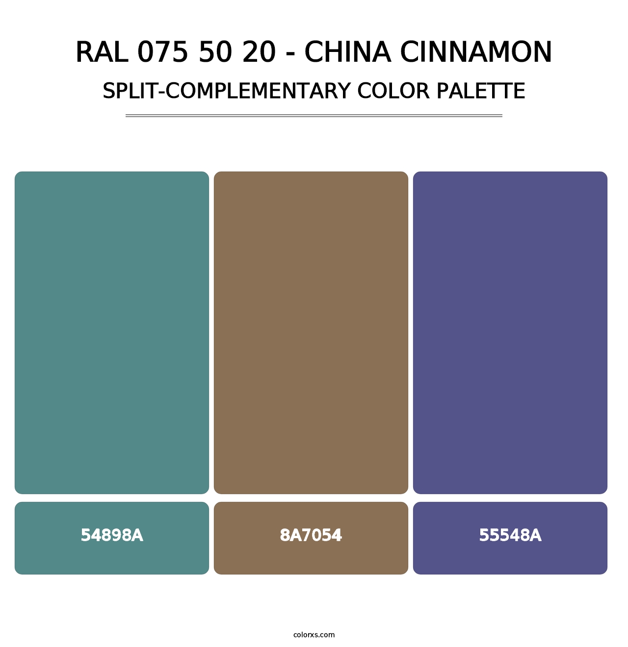 RAL 075 50 20 - China Cinnamon - Split-Complementary Color Palette