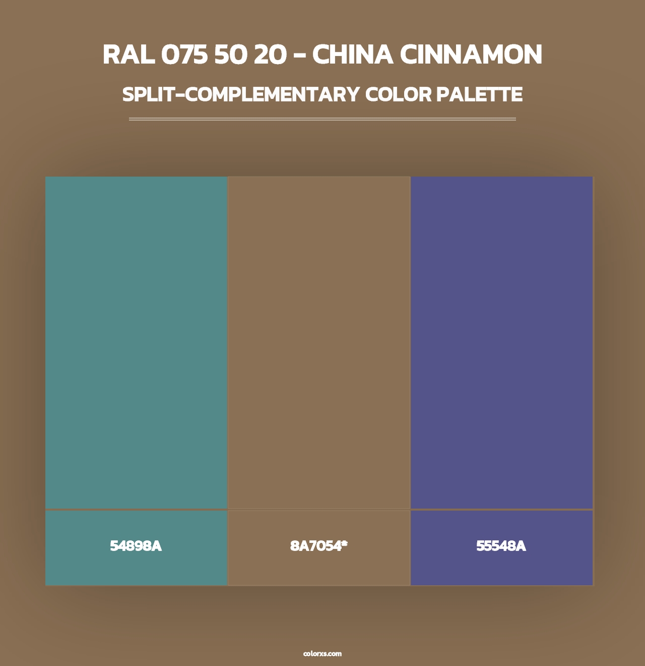 RAL 075 50 20 - China Cinnamon - Split-Complementary Color Palette