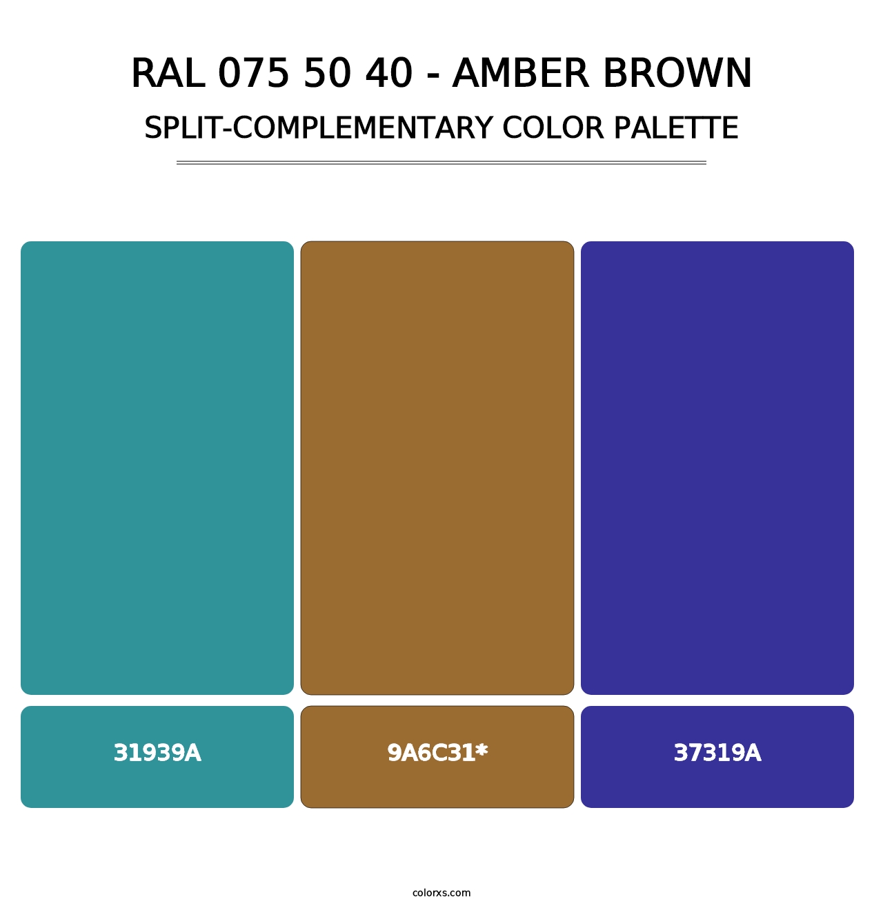 RAL 075 50 40 - Amber Brown - Split-Complementary Color Palette