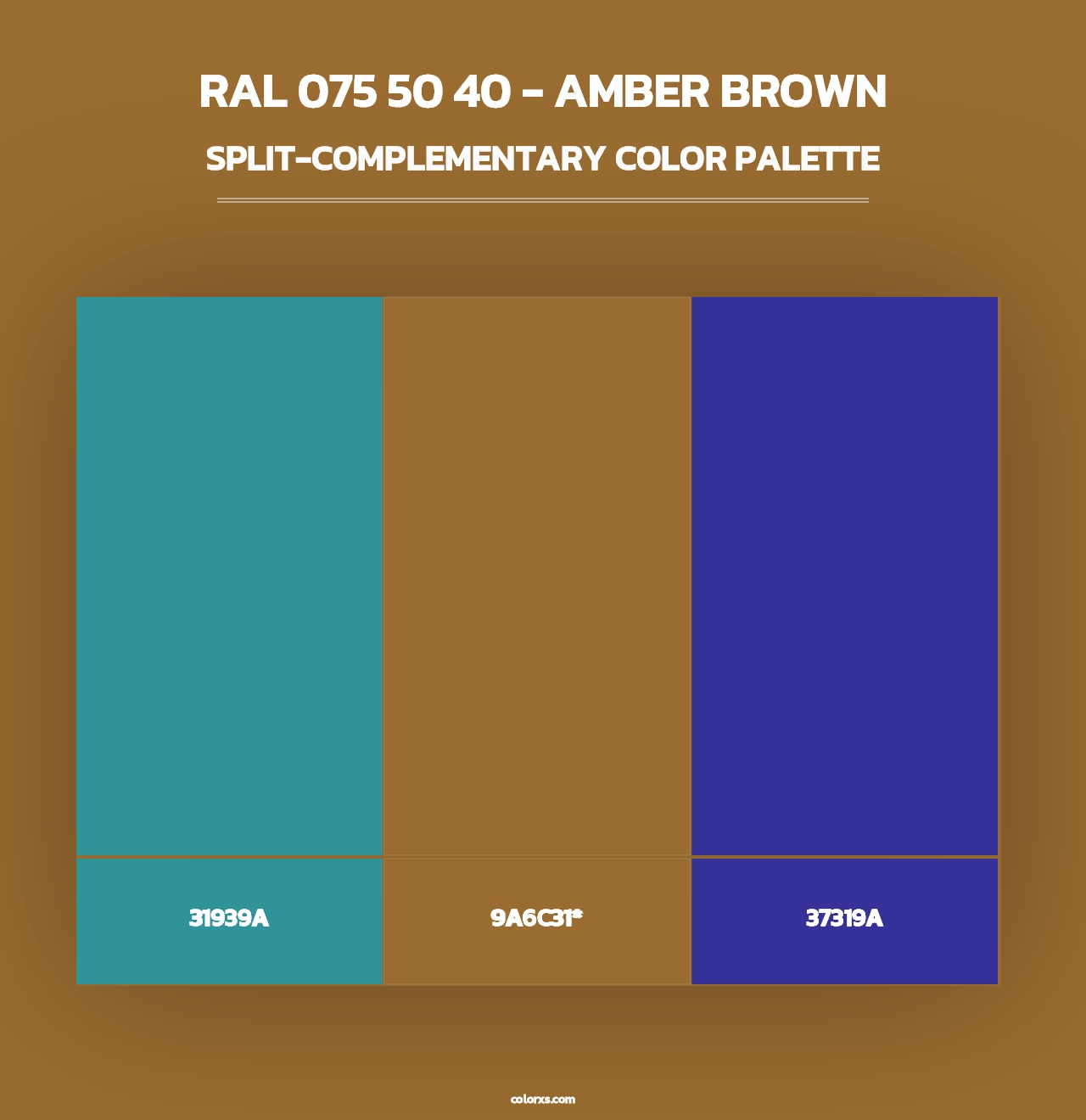 RAL 075 50 40 - Amber Brown - Split-Complementary Color Palette