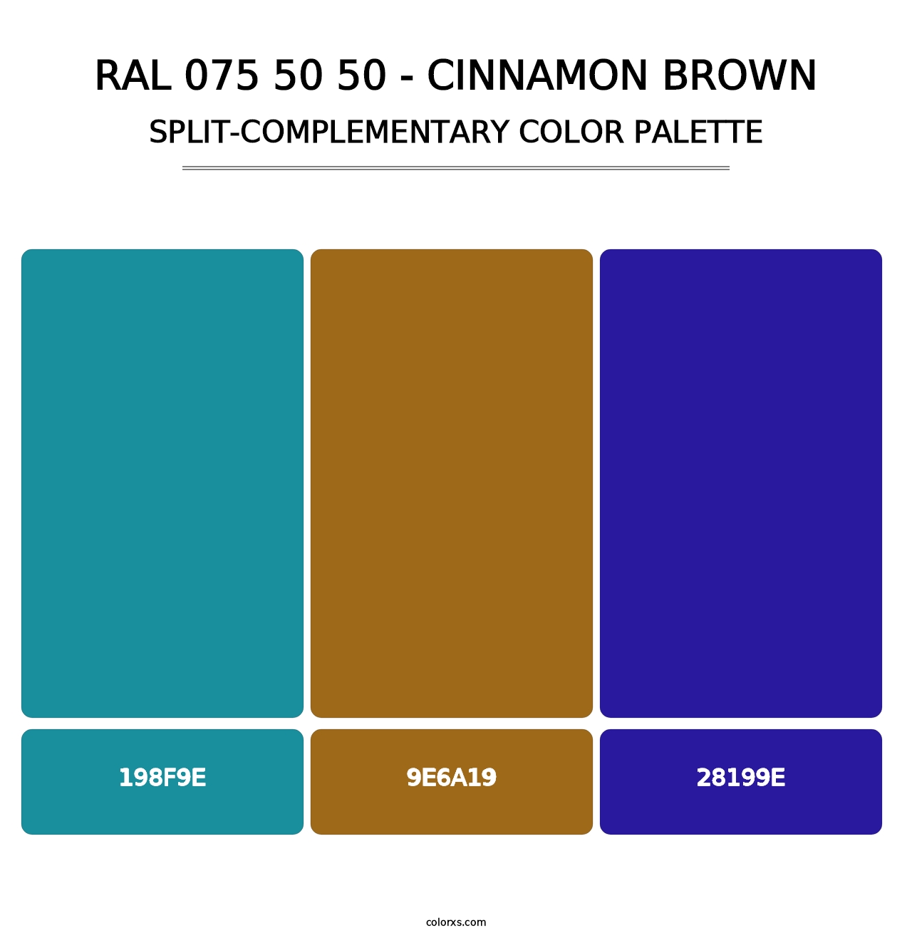 RAL 075 50 50 - Cinnamon Brown - Split-Complementary Color Palette