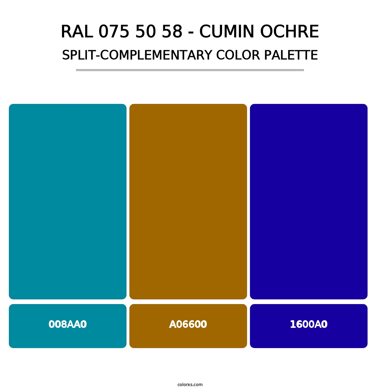 RAL 075 50 58 - Cumin Ochre - Split-Complementary Color Palette
