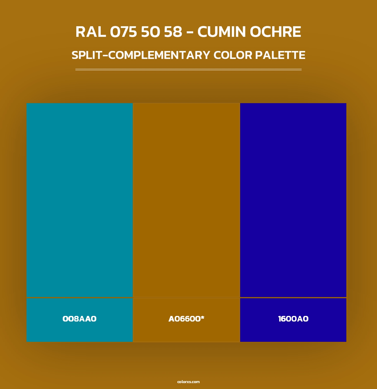 RAL 075 50 58 - Cumin Ochre - Split-Complementary Color Palette