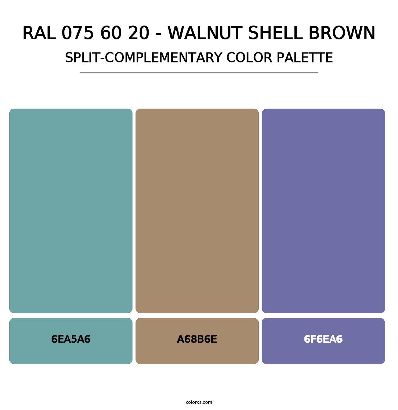 RAL 075 60 20 - Walnut Shell Brown - Split-Complementary Color Palette