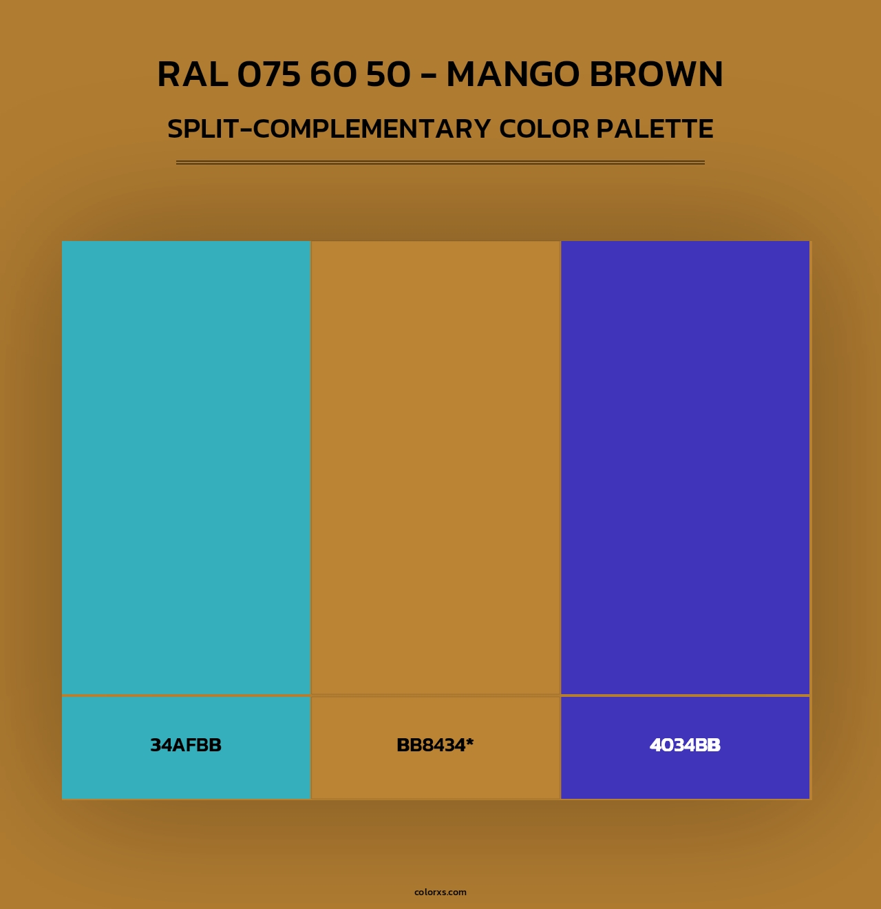 RAL 075 60 50 - Mango Brown - Split-Complementary Color Palette