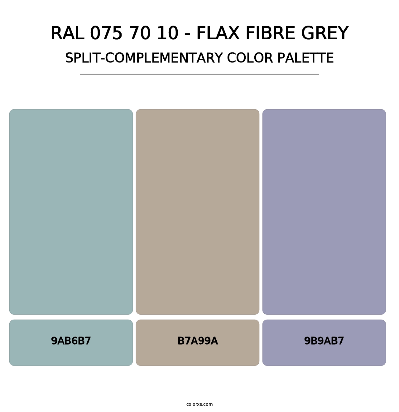 RAL 075 70 10 - Flax Fibre Grey - Split-Complementary Color Palette