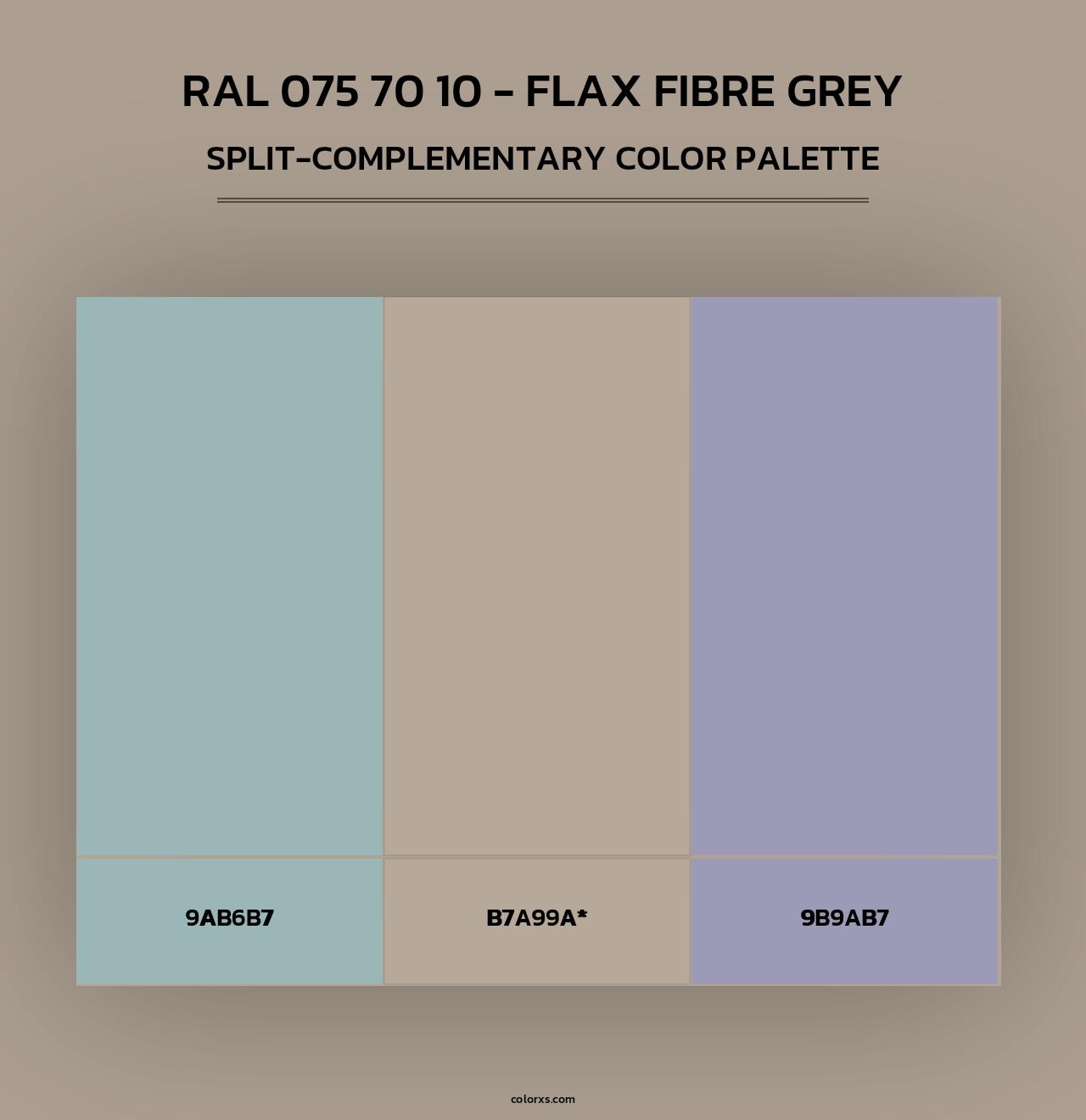 RAL 075 70 10 - Flax Fibre Grey - Split-Complementary Color Palette