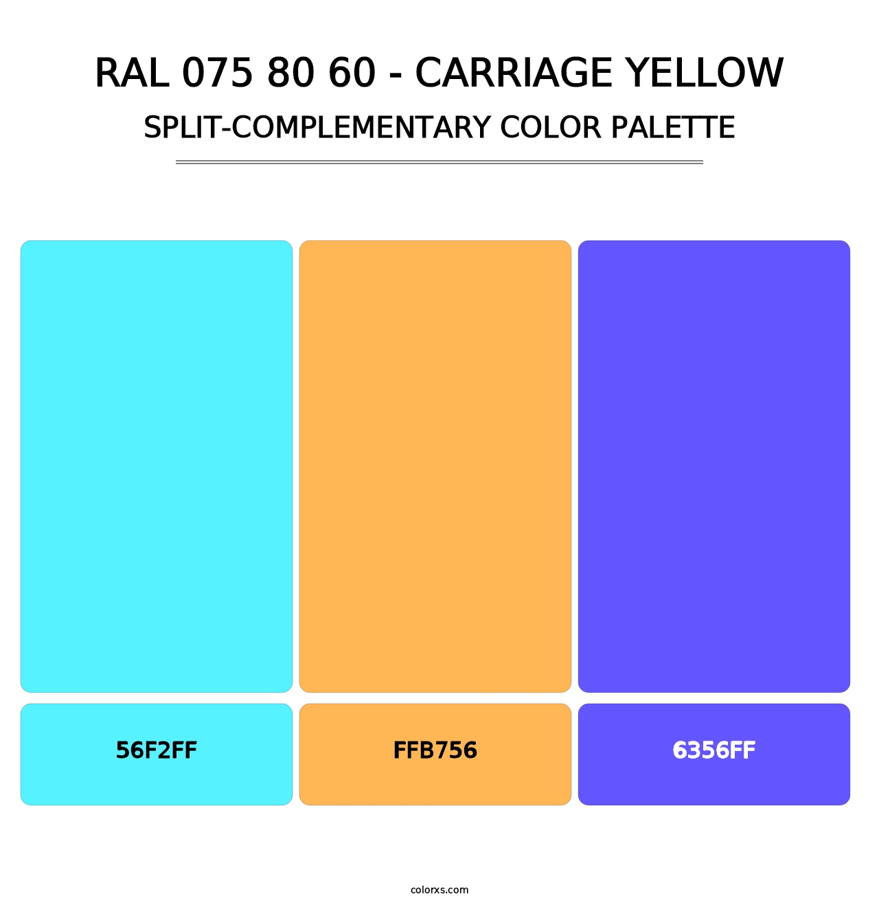 RAL 075 80 60 - Carriage Yellow - Split-Complementary Color Palette
