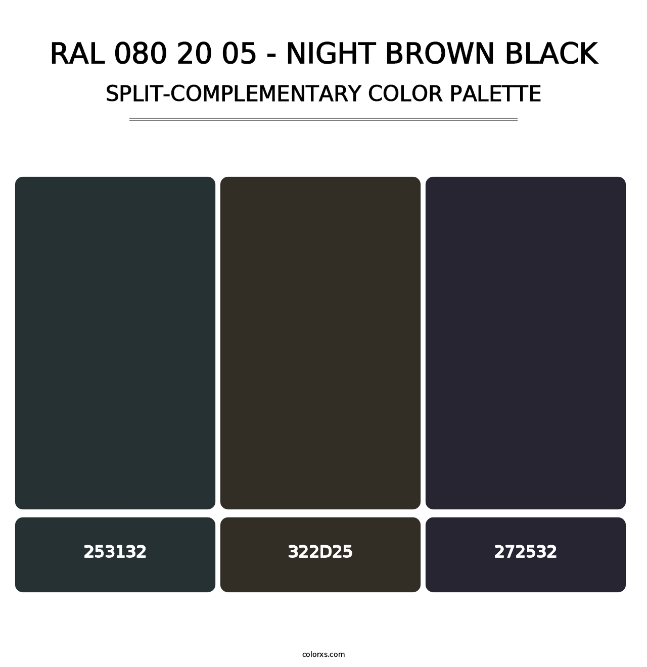RAL 080 20 05 - Night Brown Black - Split-Complementary Color Palette