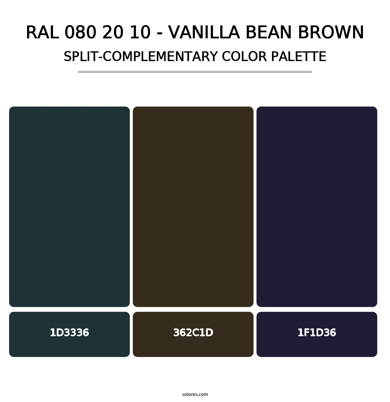 RAL 080 20 10 - Vanilla Bean Brown - Split-Complementary Color Palette