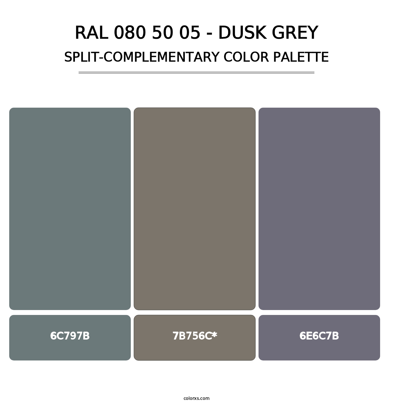 RAL 080 50 05 - Dusk Grey - Split-Complementary Color Palette