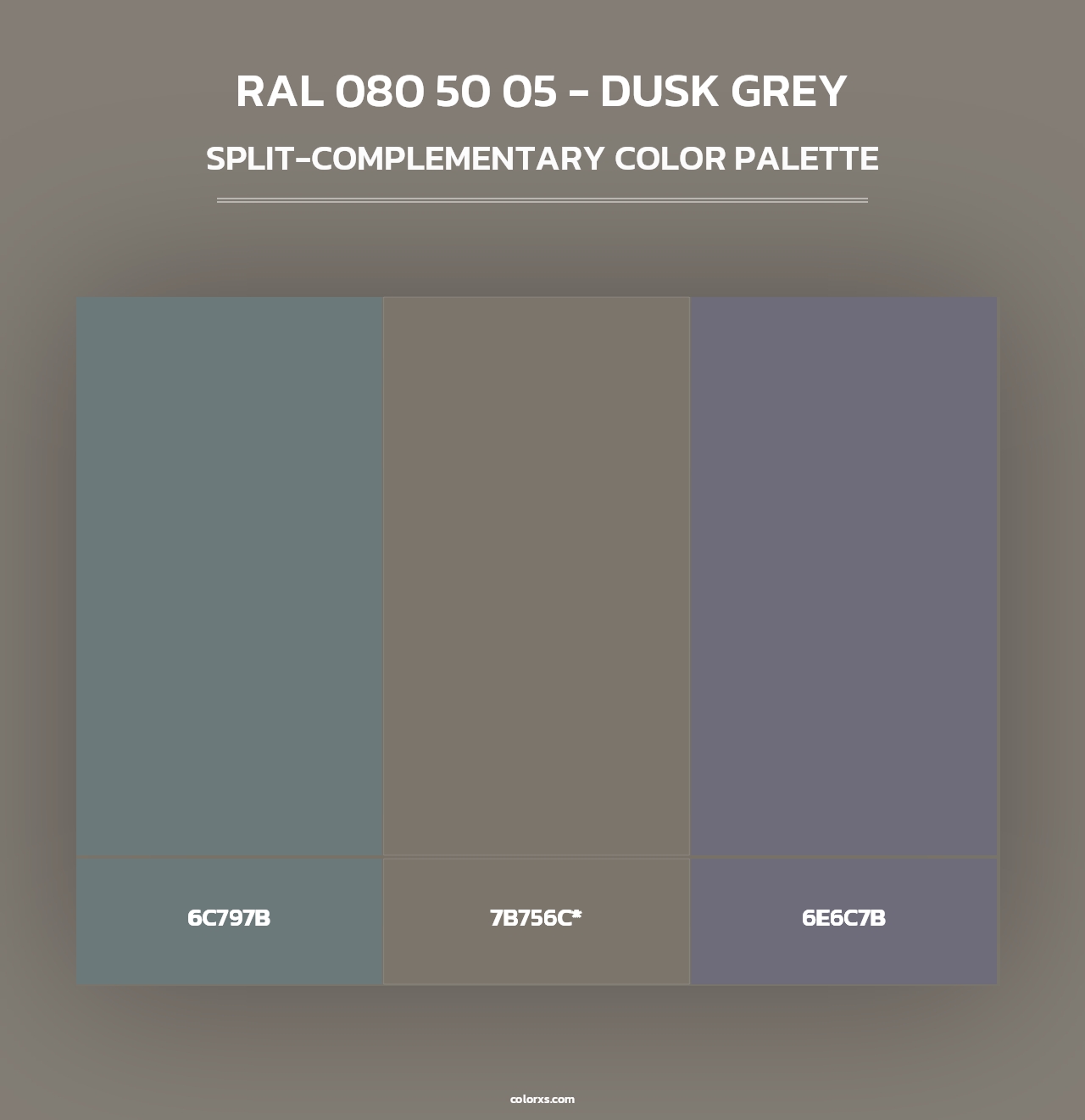RAL 080 50 05 - Dusk Grey - Split-Complementary Color Palette
