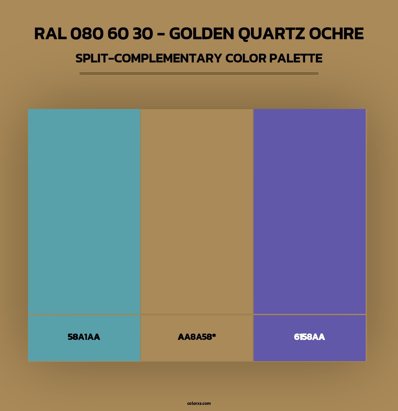 RAL 080 60 30 - Golden Quartz Ochre - Split-Complementary Color Palette