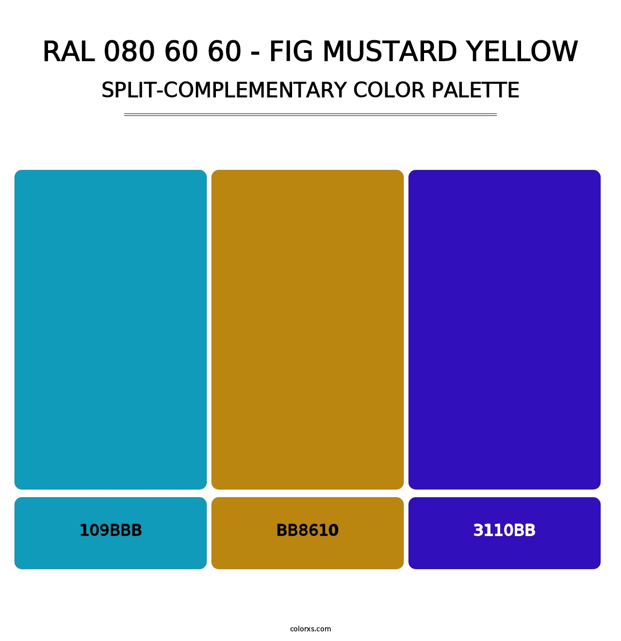 RAL 080 60 60 - Fig Mustard Yellow - Split-Complementary Color Palette