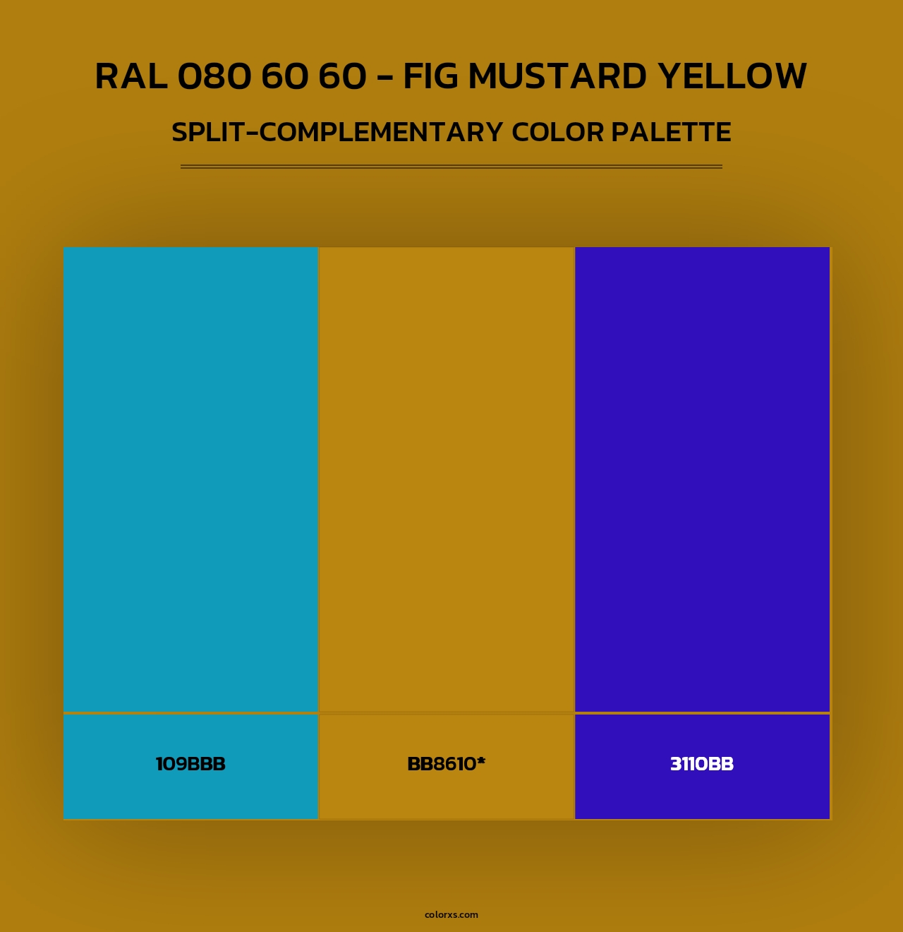 RAL 080 60 60 - Fig Mustard Yellow - Split-Complementary Color Palette