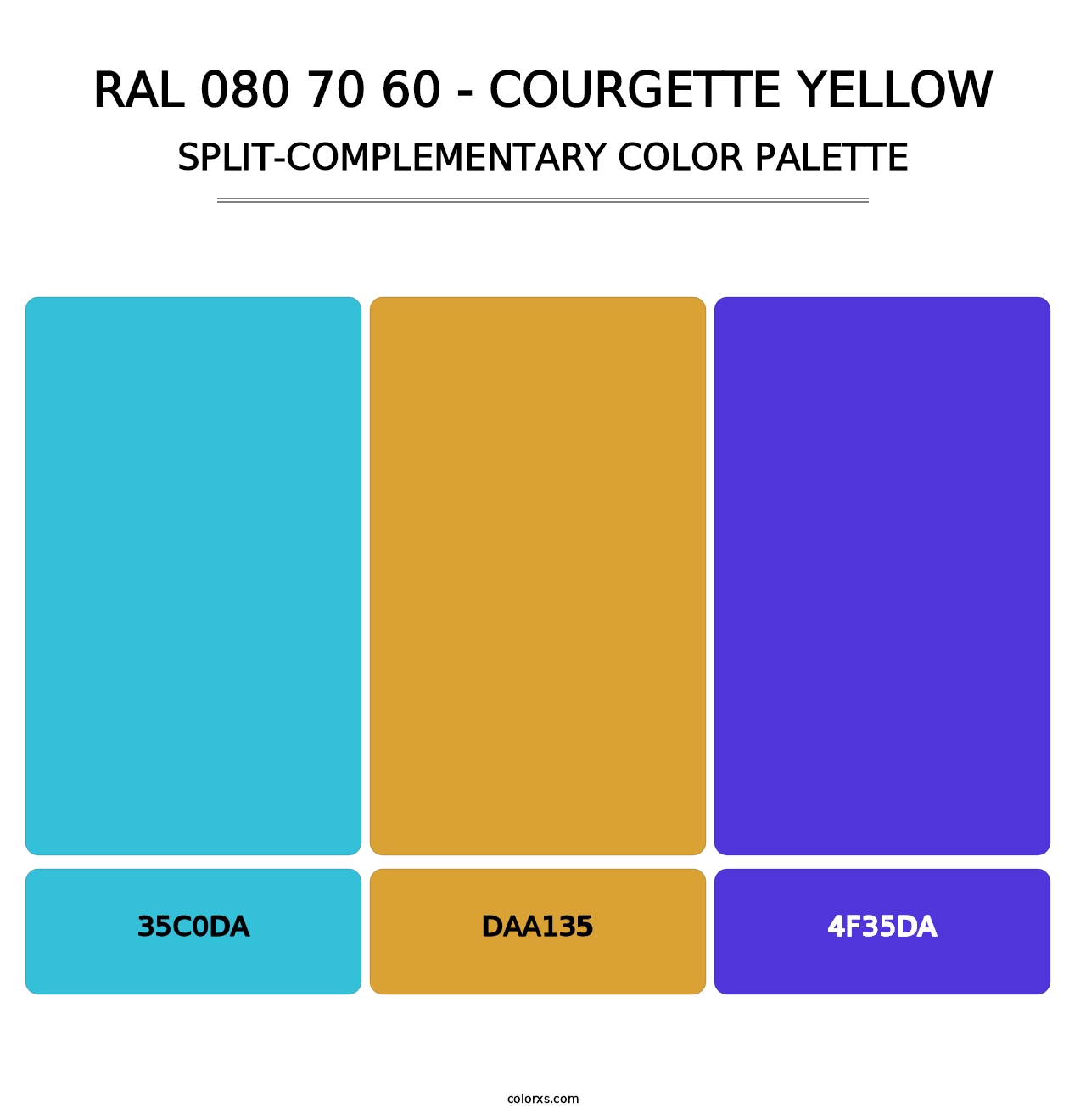 RAL 080 70 60 - Courgette Yellow - Split-Complementary Color Palette