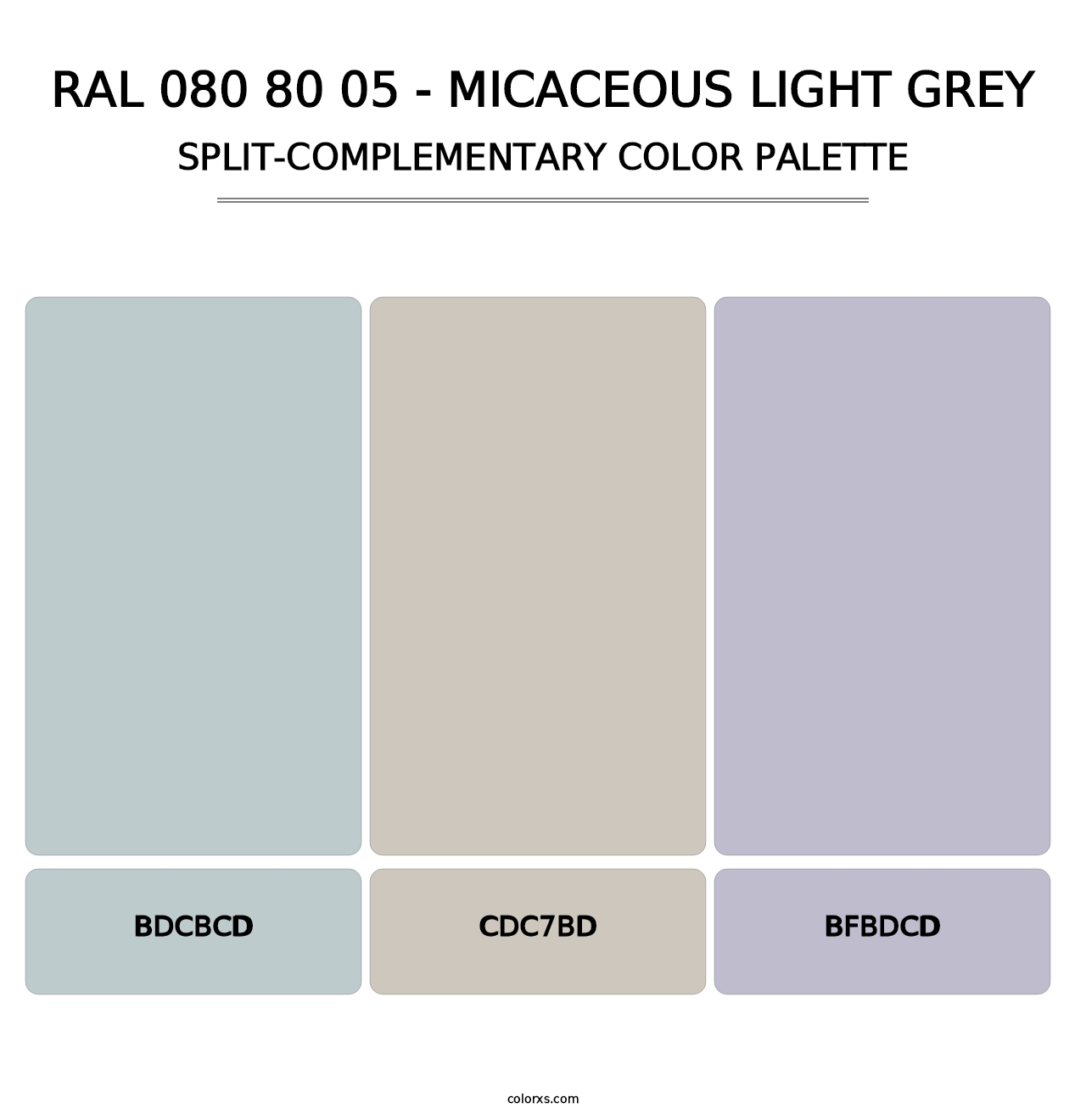 RAL 080 80 05 - Micaceous Light Grey - Split-Complementary Color Palette