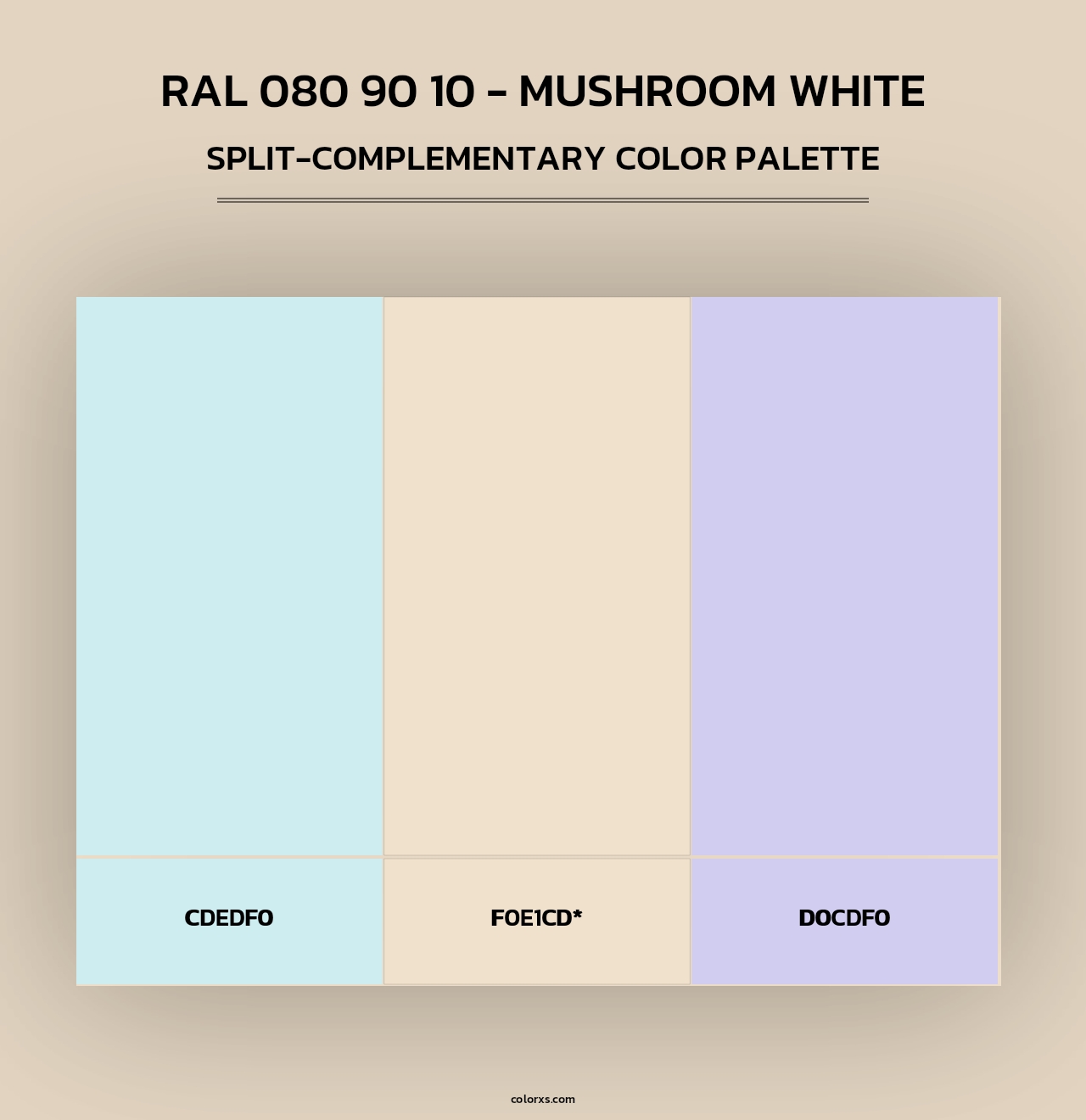 RAL 080 90 10 - Mushroom White - Split-Complementary Color Palette