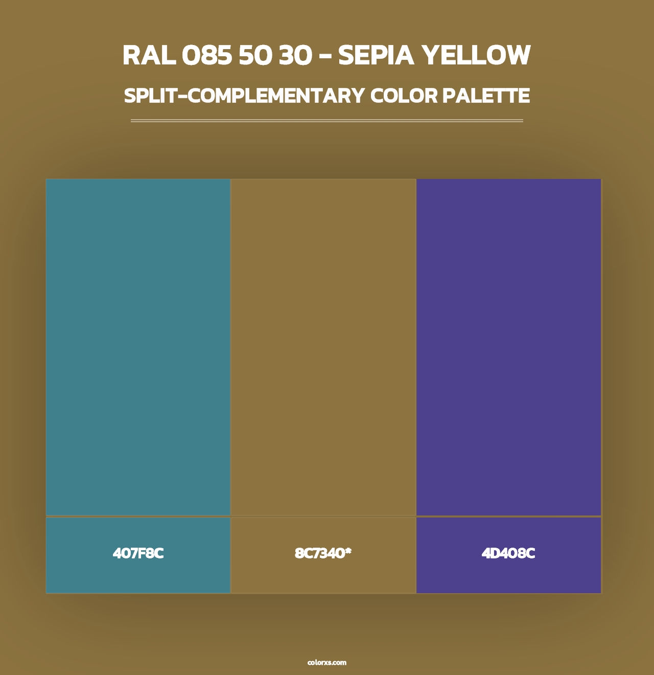 RAL 085 50 30 - Sepia Yellow - Split-Complementary Color Palette