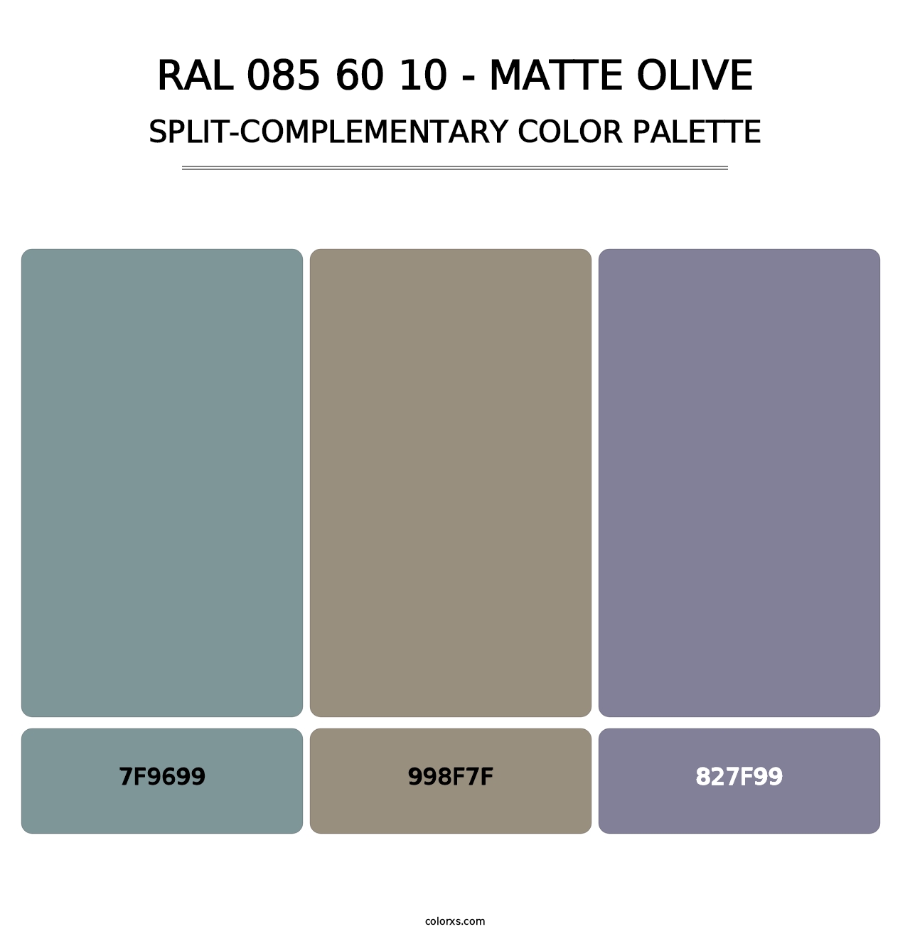 RAL 085 60 10 - Matte Olive - Split-Complementary Color Palette