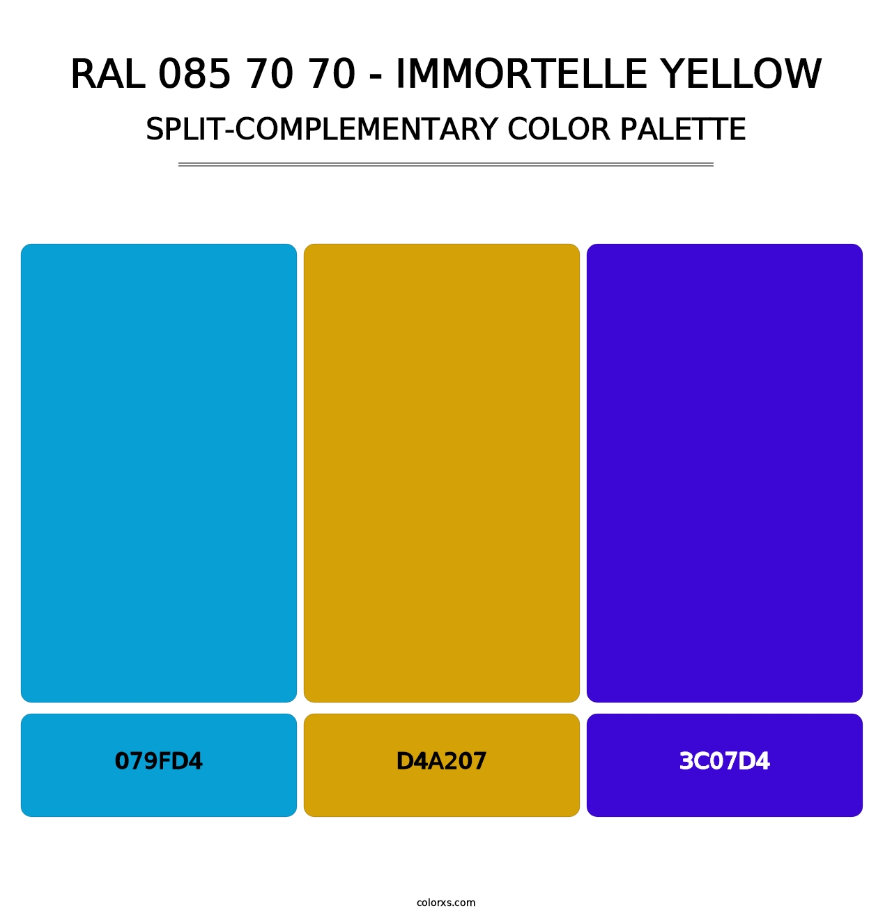 RAL 085 70 70 - Immortelle Yellow - Split-Complementary Color Palette