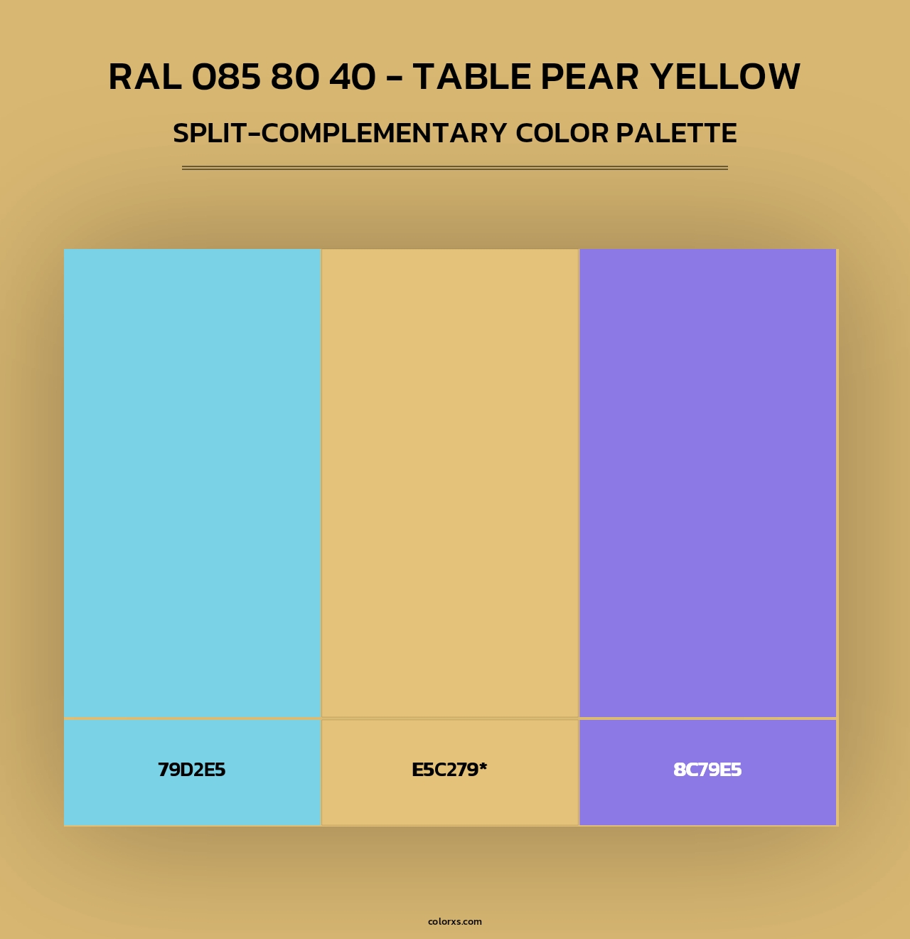 RAL 085 80 40 - Table Pear Yellow - Split-Complementary Color Palette