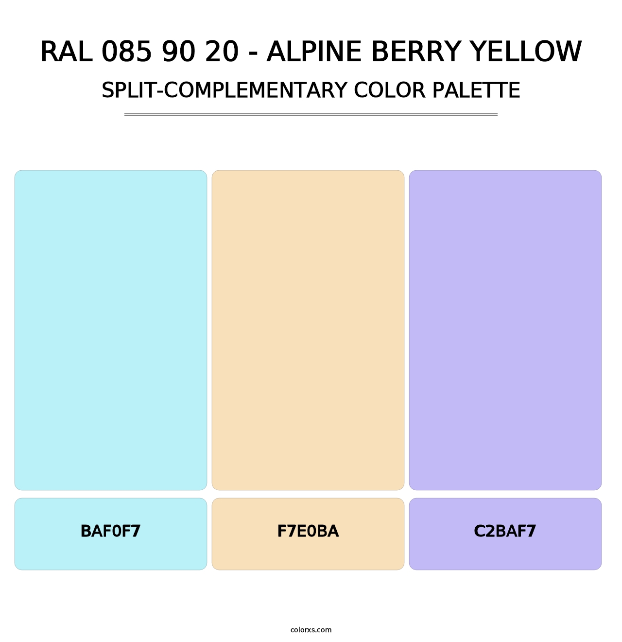 RAL 085 90 20 - Alpine Berry Yellow - Split-Complementary Color Palette