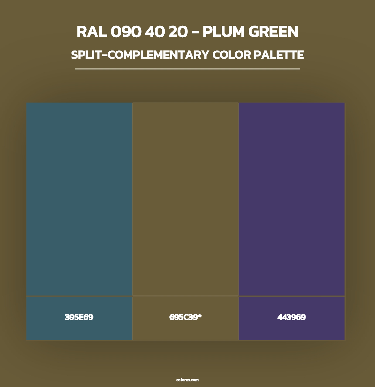 RAL 090 40 20 - Plum Green - Split-Complementary Color Palette
