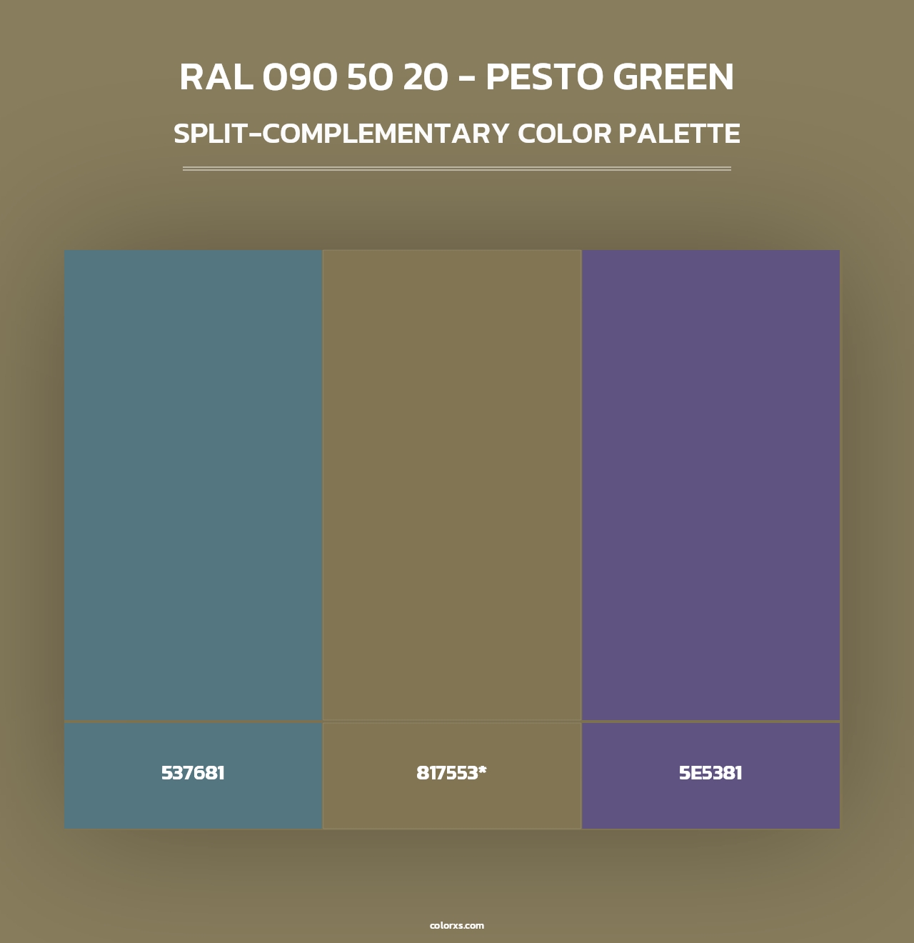 RAL 090 50 20 - Pesto Green - Split-Complementary Color Palette