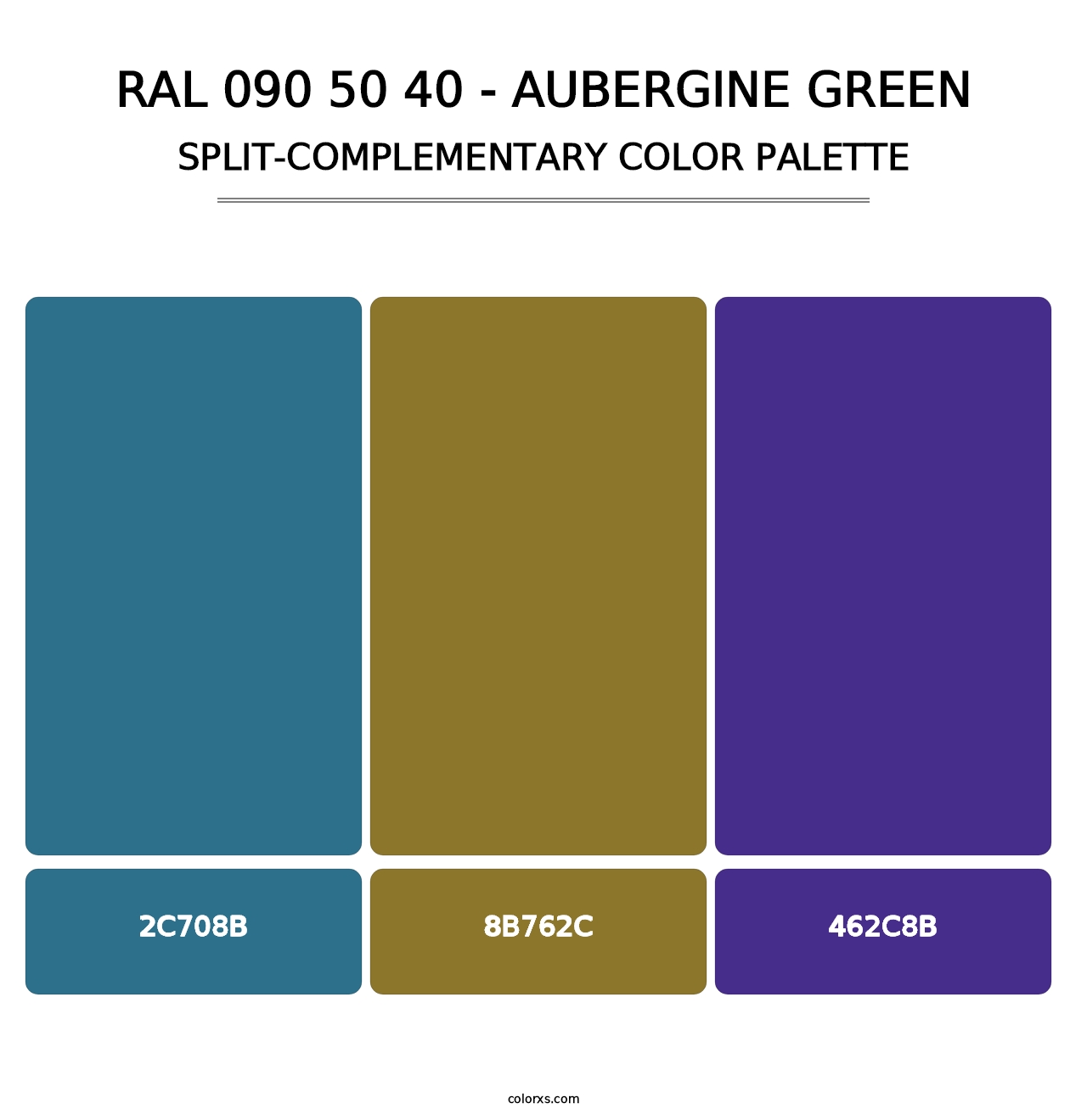 RAL 090 50 40 - Aubergine Green - Split-Complementary Color Palette