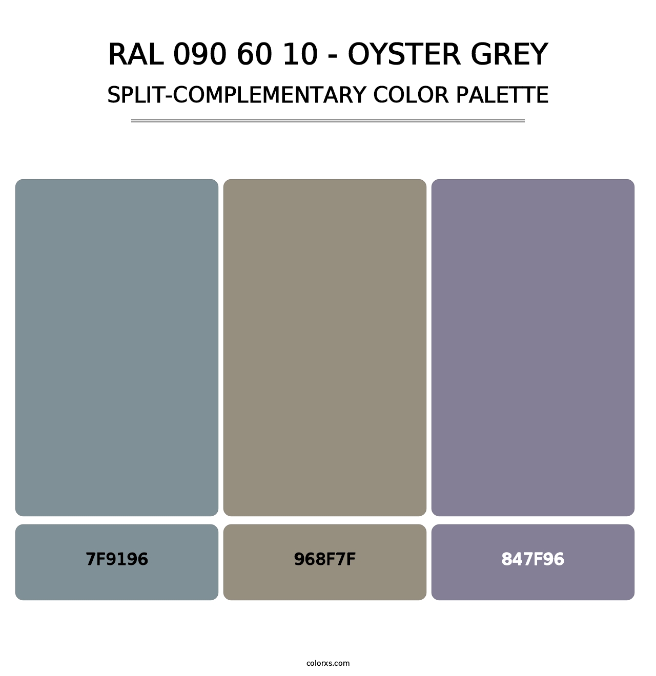 RAL 090 60 10 - Oyster Grey - Split-Complementary Color Palette