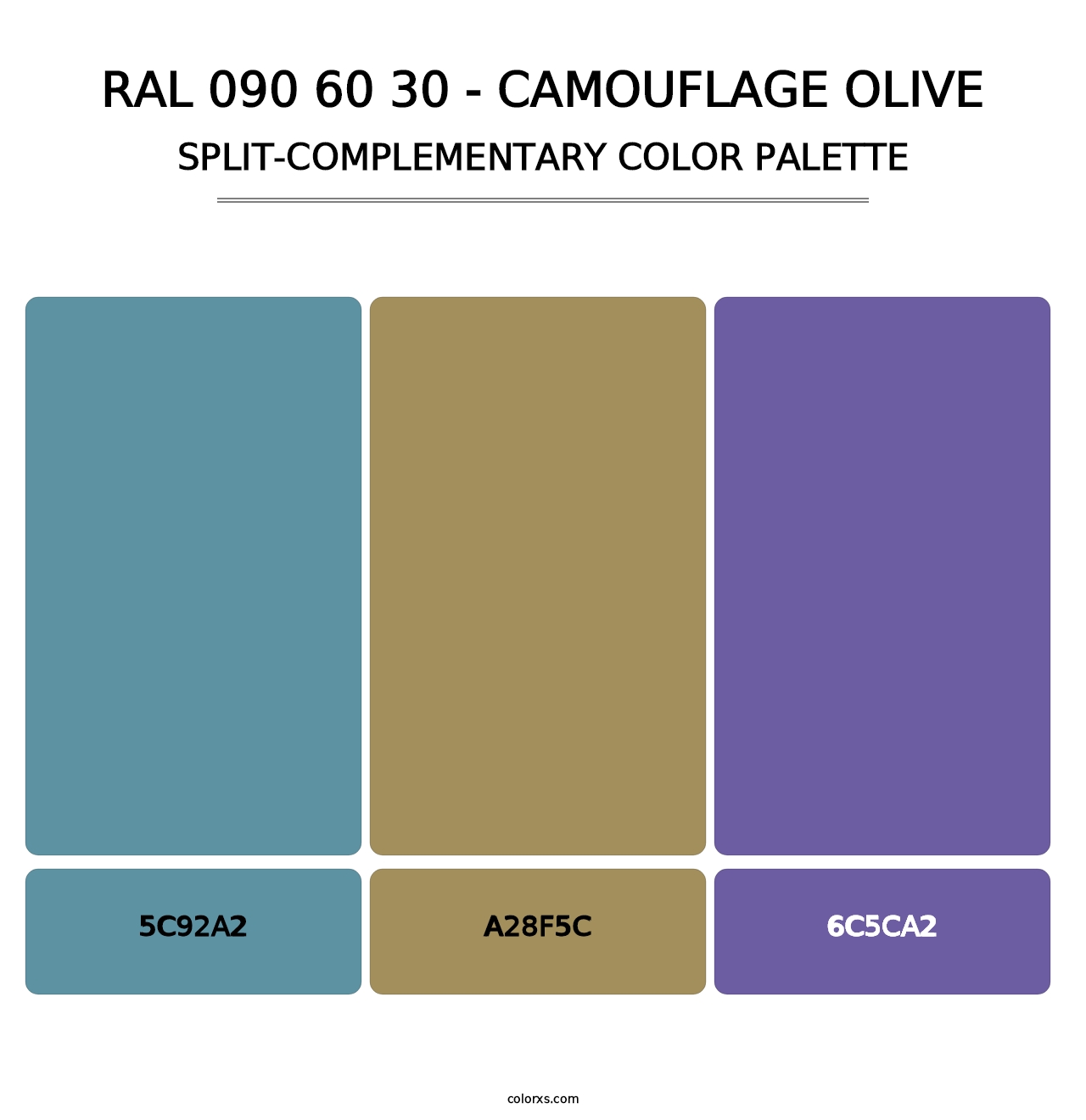 RAL 090 60 30 - Camouflage Olive - Split-Complementary Color Palette