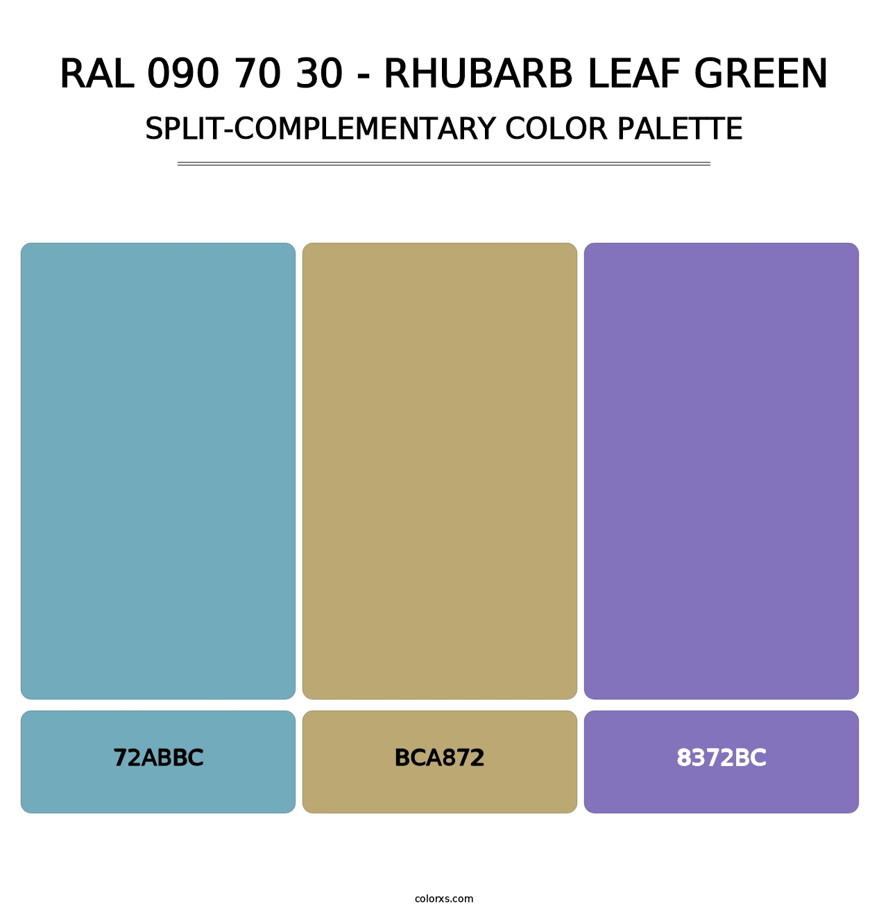 RAL 090 70 30 - Rhubarb Leaf Green - Split-Complementary Color Palette