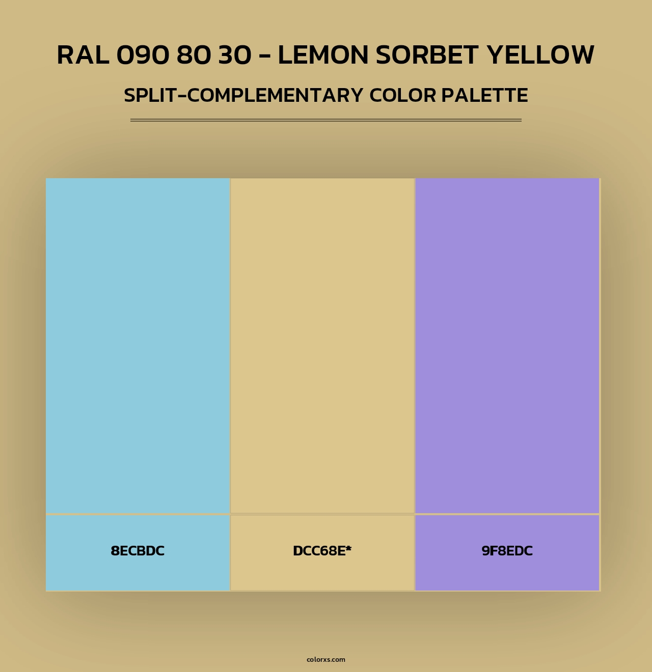 RAL 090 80 30 - Lemon Sorbet Yellow - Split-Complementary Color Palette